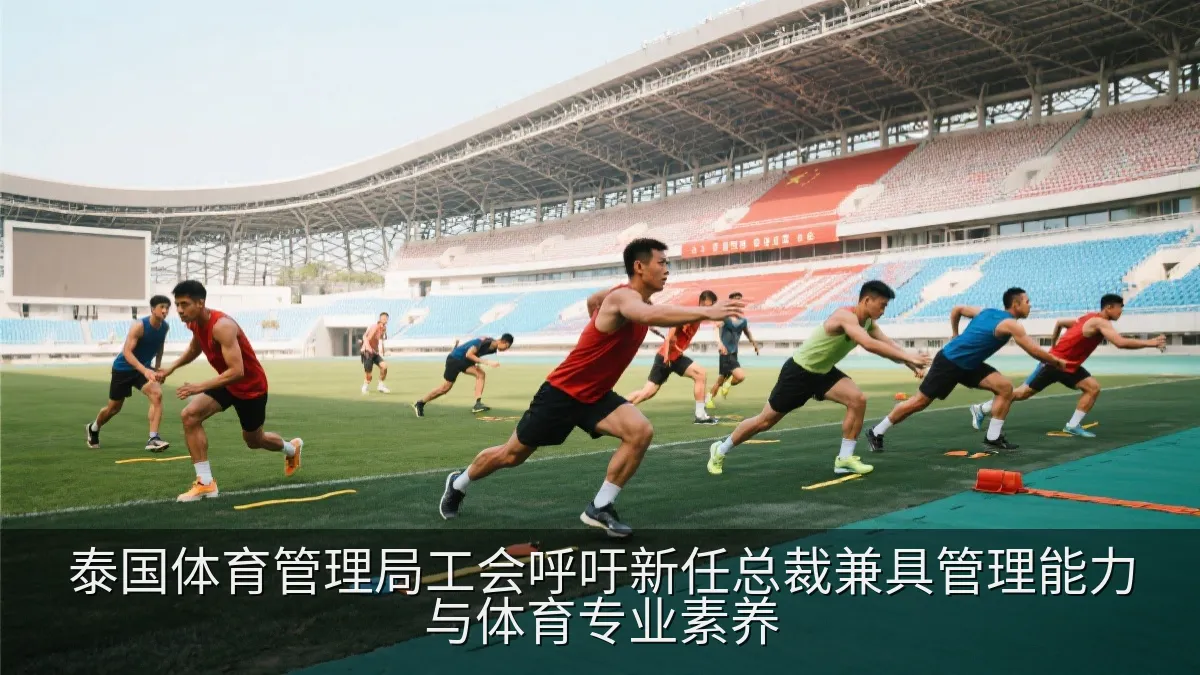 运动员在体育场训练，象征国家体育发展